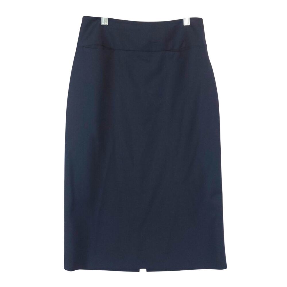 Elements Escada Pure New Wool Midi Navy Pencil Skirt Zip Lined Corpcore 36 (6)